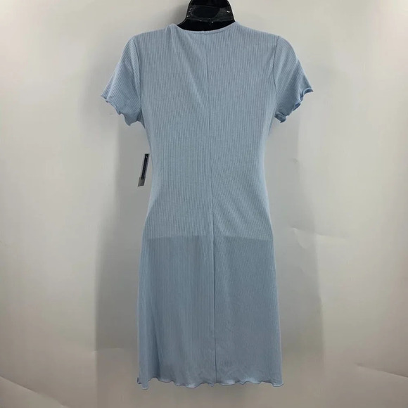 Bp Nordstrom Women's Tie Front Lettuce Edge Minidress In Blue Cashmere SZ M NWT - Picture 3 of 13
